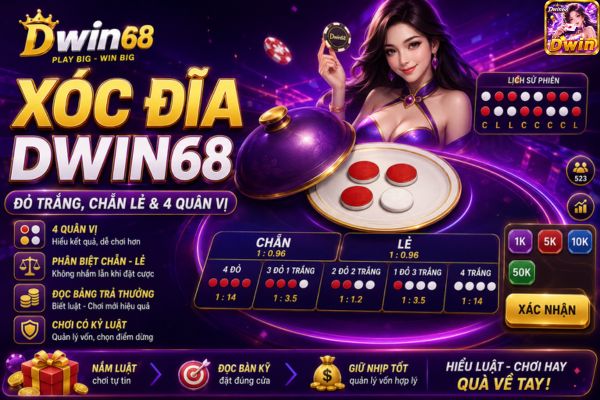 Xóc Đĩa Dwin68: Đỏ Trắng, Chẵn Lẻ Và 4 Quân Vị