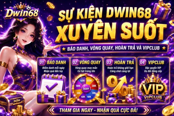 Sự Kiện Dwin68 Xuyên Suốt: Báo Danh, Vòng Quay, Hoàn Trả Và VIPClub