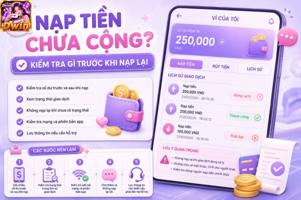 Nạp Tiền Dwin68 Chưa Cộng? Kiểm Tra Gì Trước Khi Nạp Lại